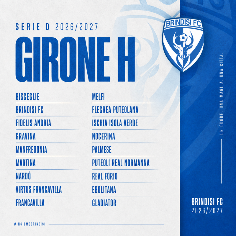 Ufficiale: il Brindisi FC è nel Girone H di Serie D