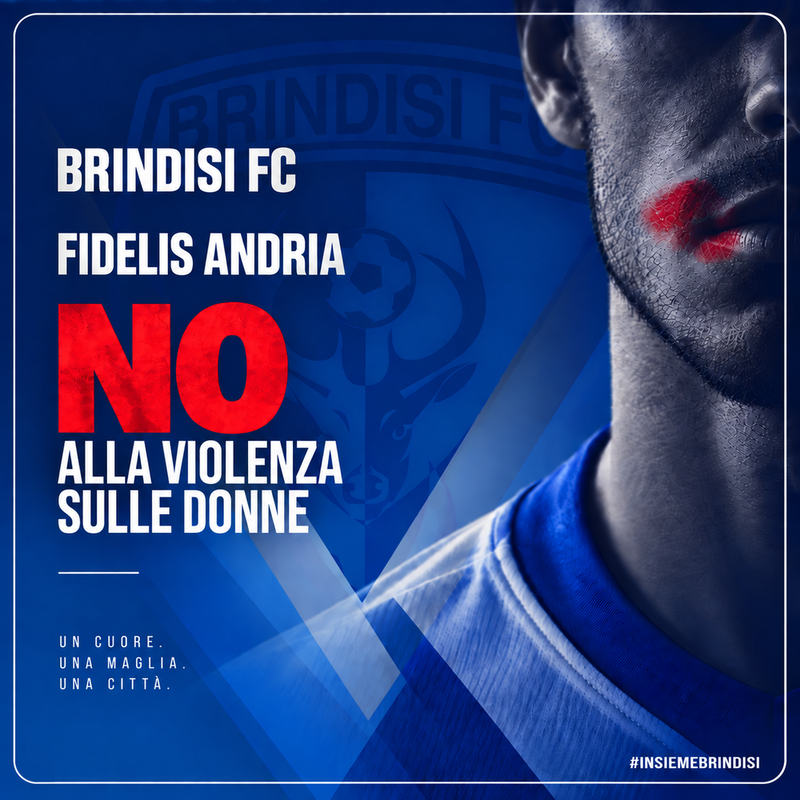 Brindisi FC – Fidelis Andria: un segno rosso contro la violenza sulle donne